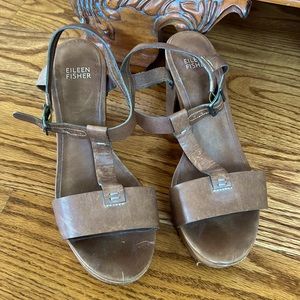 Eileen Fisher wooden heel sandals